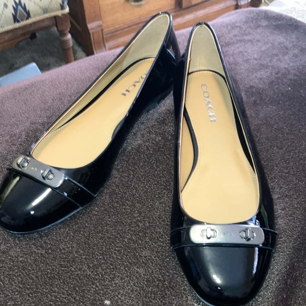 Coach Black Patent Leather Flats